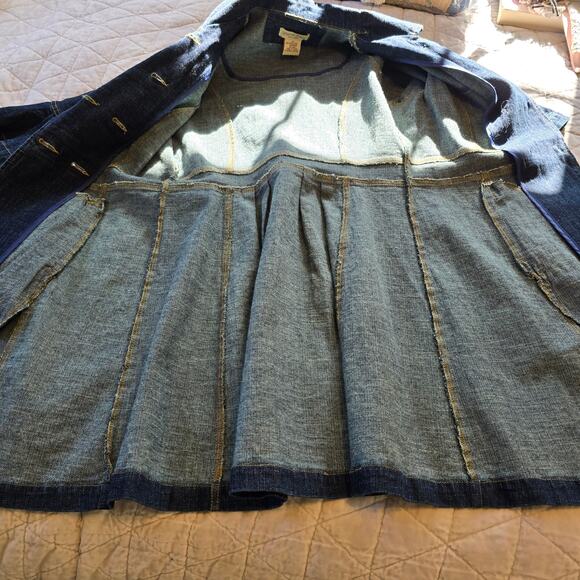 Vintage Paris Blues Denim Coat Women's S Double Breasted Bell Sleeve Y2K Boho - Picture 12 of 12